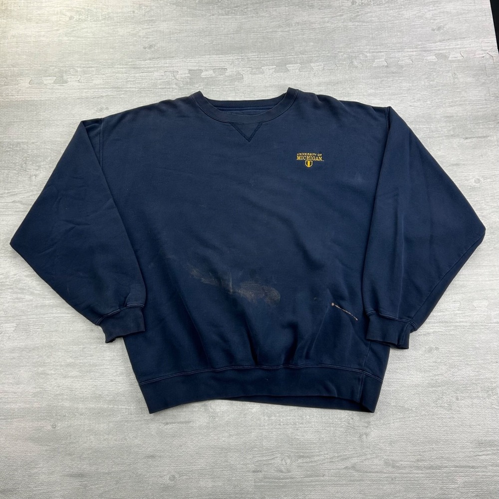 Vintage 90s Michigan Wolverines Sweatshirt Size XL Navy Blue University Crewneck